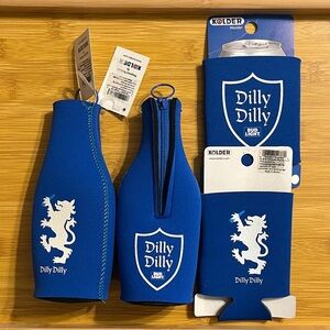 Bud Light Dilly Dilly Koozie Set of 4: 2 Longneck size with zippers, 2 can size